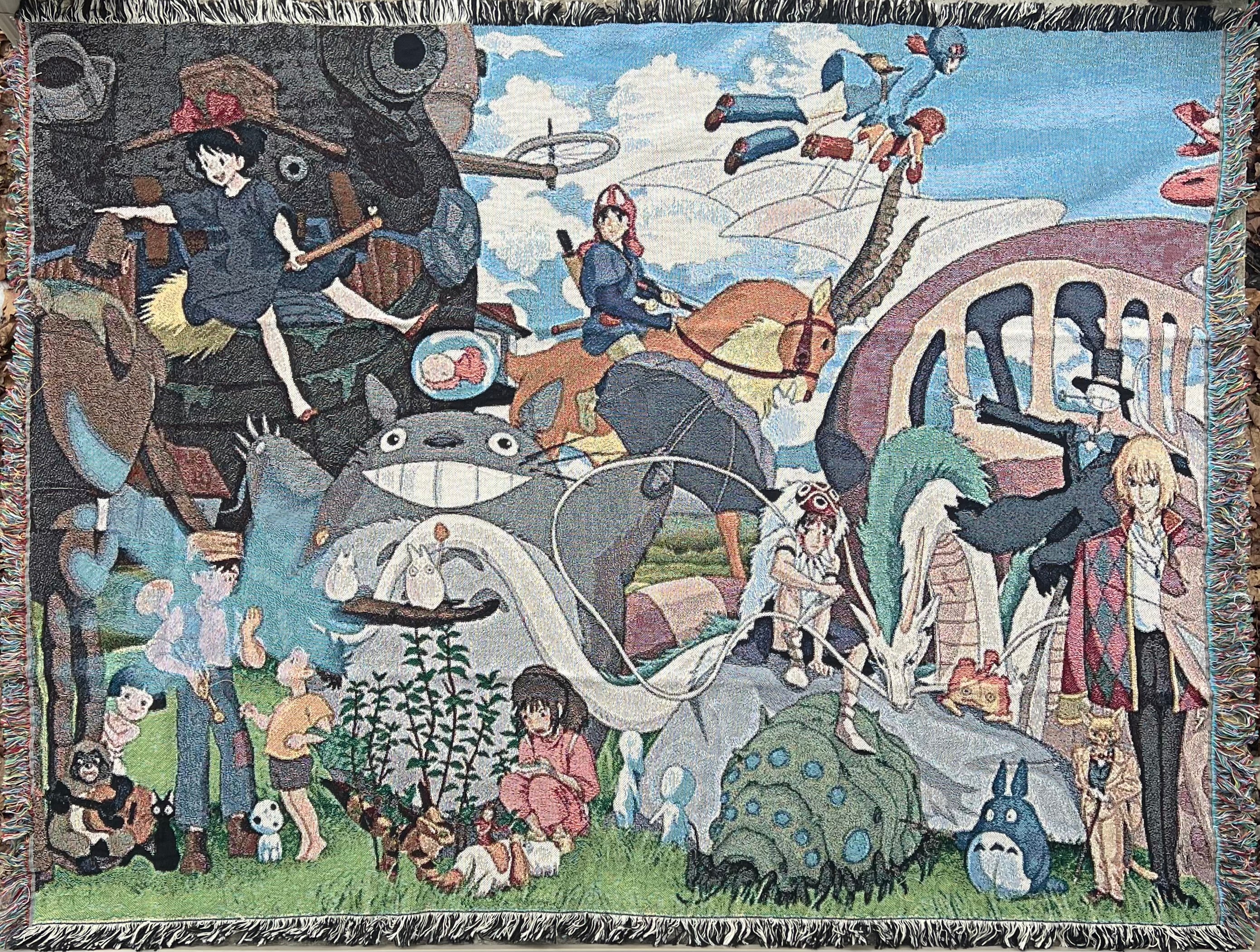 Studio Ghibli 100% Cotton Throw Blanket (approx. 5.5 feet x 4.5 feet) International Shipping Offered