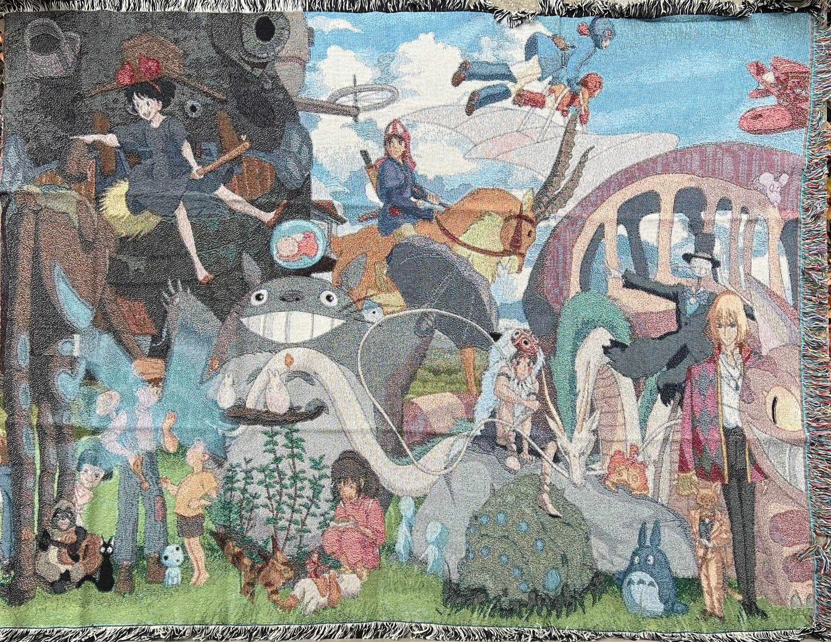 Studio Ghibli 100% Cotton Throw Blanket (approx. 5.5 feet x 4.5 feet)