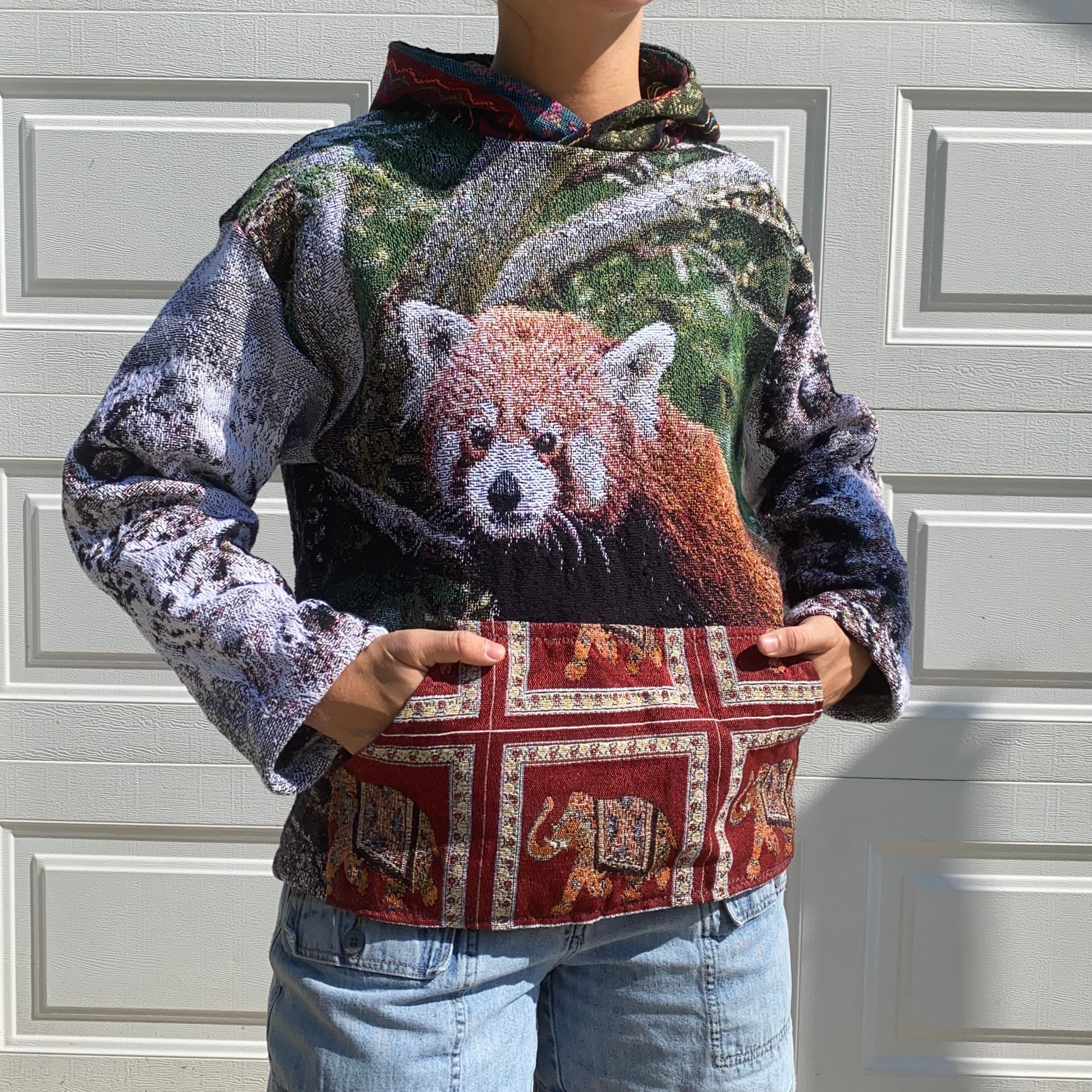 Red Panda + Snow Leopard Hoodie (Unisex S/M)