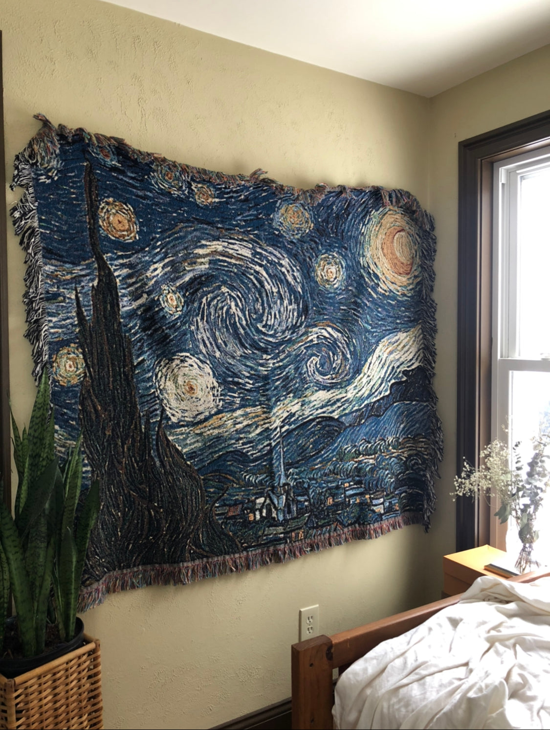 Van Gogh Starry Night Tapestry Throw Blanket (5 feet x 4 feet)